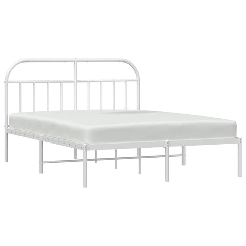 vidaXL Metal Bed Frame without Mattress with Headboard White 140x190cm