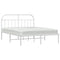 vidaXL Metal Bed Frame without Mattress with Headboard White 140x190cm