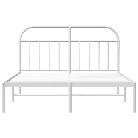 vidaXL Metal Bed Frame without Mattress with Headboard White 140x190cm