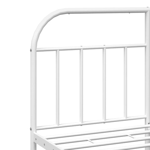 vidaXL Metal Bed Frame without Mattress with Headboard White 140x190cm