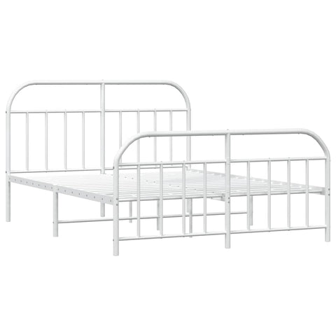 vidaXL Metal Bed Frame without Mattress with Footboard White 160x200cm