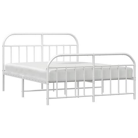 vidaXL Metal Bed Frame without Mattress with Footboard White 160x200cm