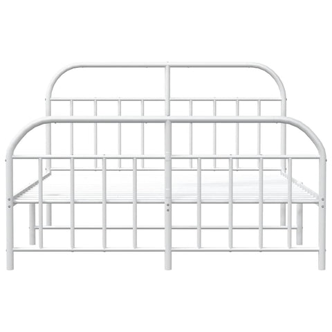 vidaXL Metal Bed Frame without Mattress with Footboard White 160x200cm