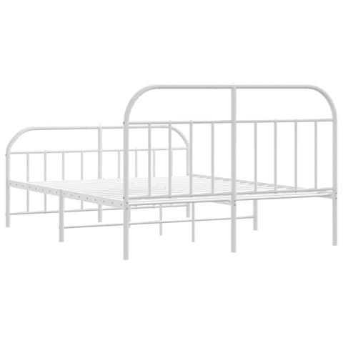 vidaXL Metal Bed Frame without Mattress with Footboard White 160x200cm