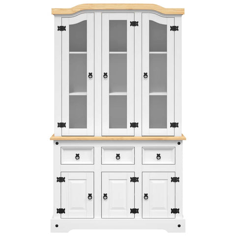 vidaXL Highboard Corona White 112x43x196 cm Solid Wood Mexican Pine