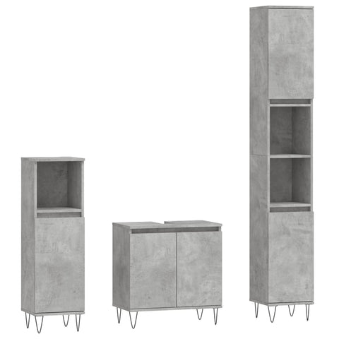 vidaXL 3 Piece Bathroom Cabinet Set Concrete Grey Engineered Wood