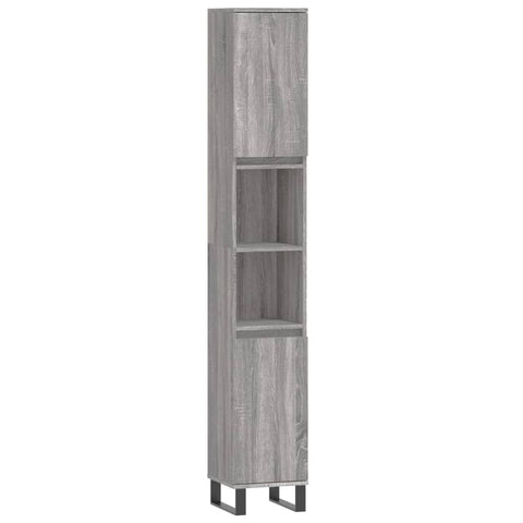 vidaXL 3 Piece Bathroom Cabinet Set Grey Sonoma Engineered Wood
