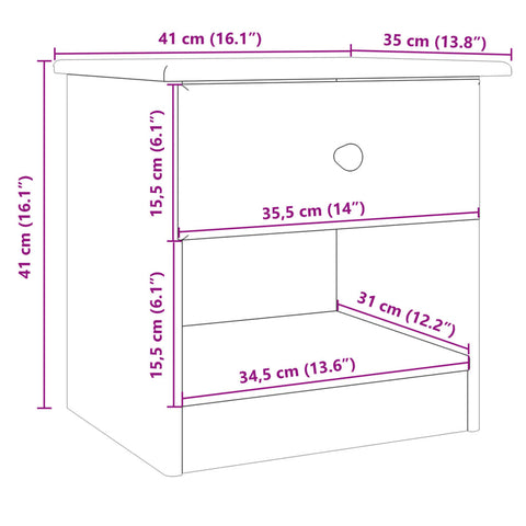 vidaXL Bedside Cabinet ALTA 41x35x41 cm Solid Wood Pine