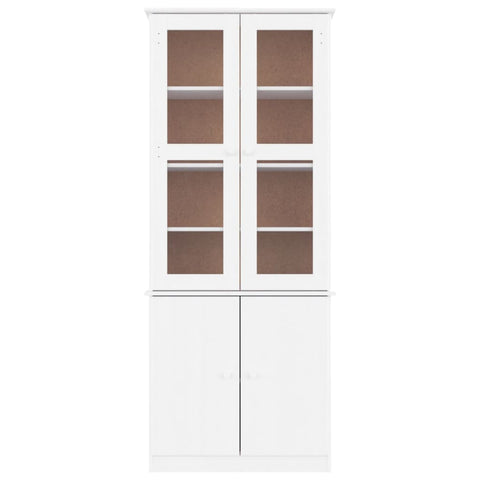 vidaXL Glass Display Cabinet ALTA White 77x35x186.5 cm Solid Wood Pine