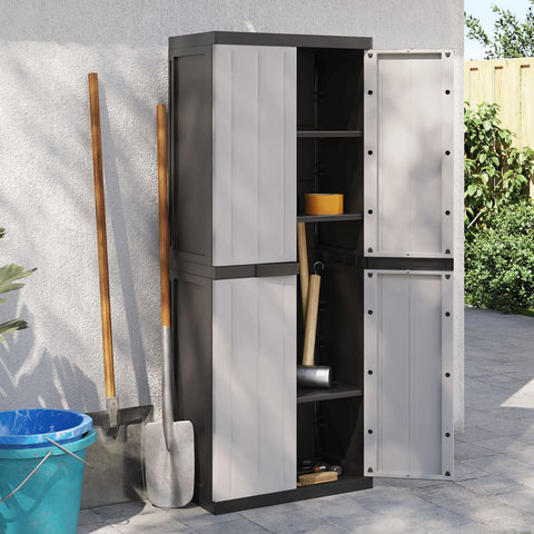 vidaXL Outdoor Storage Cabinet Grey and Black 65x37x165 cm PP