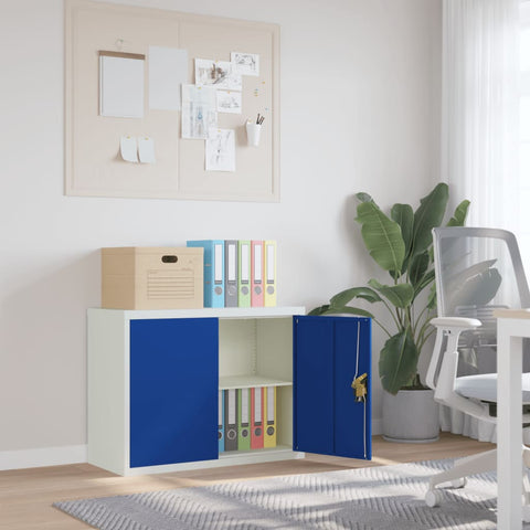vidaXL File Cabinet Light Grey and Blue 90x40x70 cm Steel