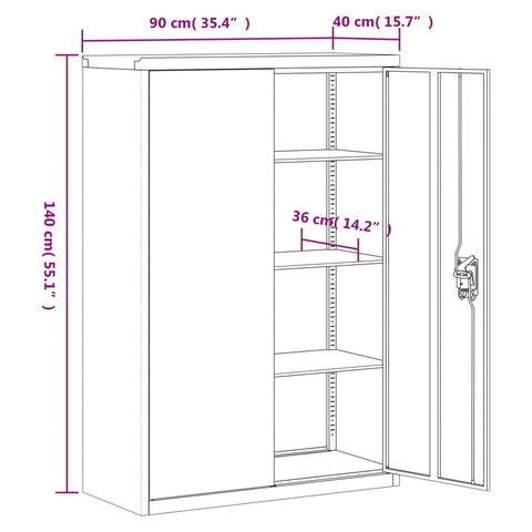vidaXL File Cabinet White 90x40x140 cm Steel