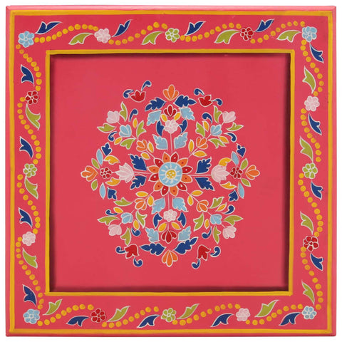 vidaXL Coffee Table Pink Hand Painted Solid Wood Mango