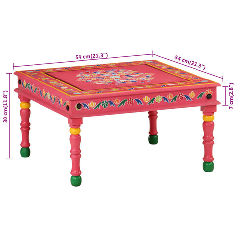 vidaXL Coffee Table Pink Hand Painted Solid Wood Mango
