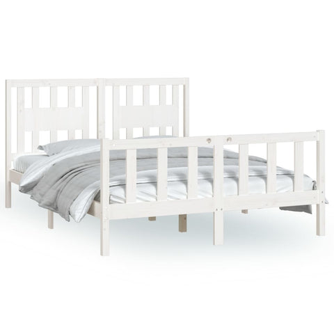 vidaXL Bed Frame without Mattress White Solid Wood Pine 120x200 cm
