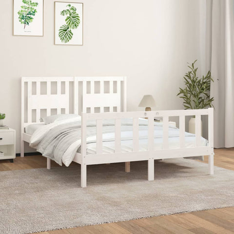 vidaXL Bed Frame without Mattress White Solid Wood Pine 120x200 cm