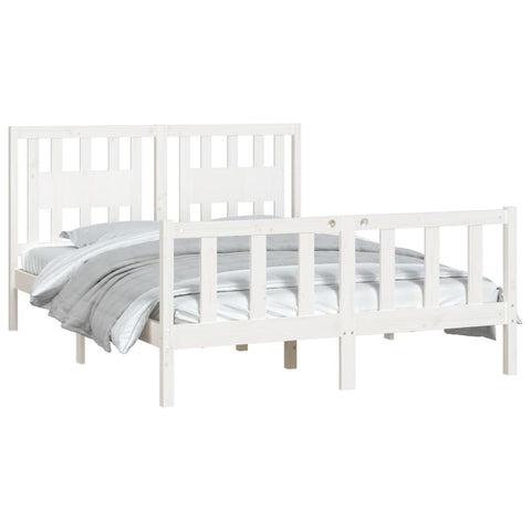 vidaXL Bed Frame without Mattress White Solid Wood Pine 140x200 cm