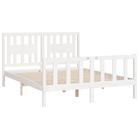vidaXL Bed Frame without Mattress White Solid Wood Pine 140x200 cm