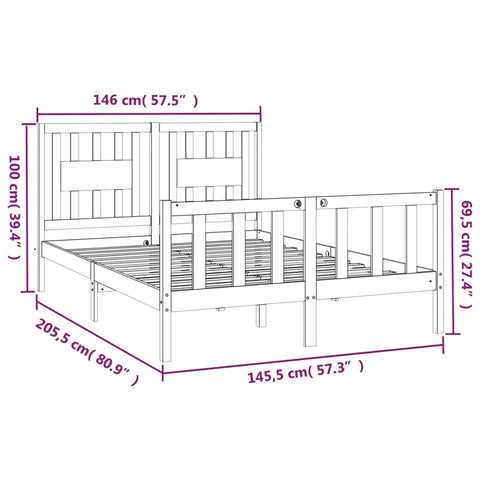 vidaXL Bed Frame without Mattress White Solid Wood Pine 140x200 cm