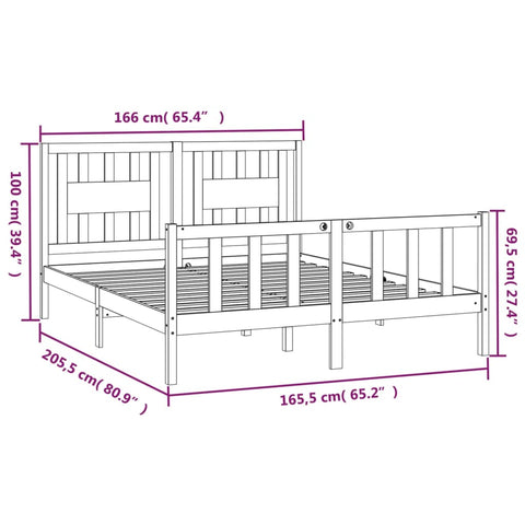 vidaXL Bed Frame without Mattress Solid Wood Pine 160x200 cm