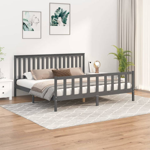 vidaXL Bed Frame without Mattress Grey 200x200 cm Solid Wood Pine