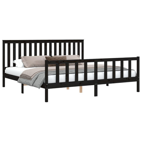vidaXL Bed Frame without Mattress Black 200x200 cm Solid Wood Pine