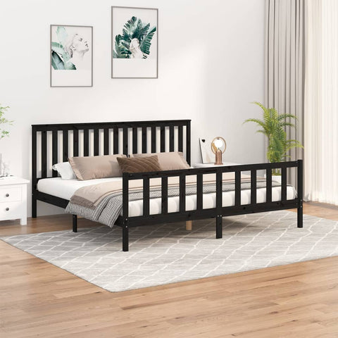 vidaXL Bed Frame without Mattress Black 200x200 cm Solid Wood Pine