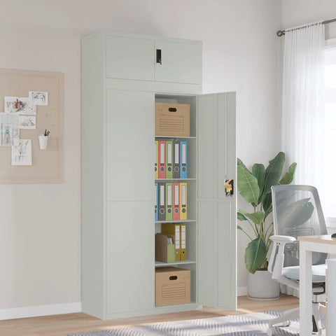 vidaXL File Cabinet Light Grey 90x40x220 cm Steel