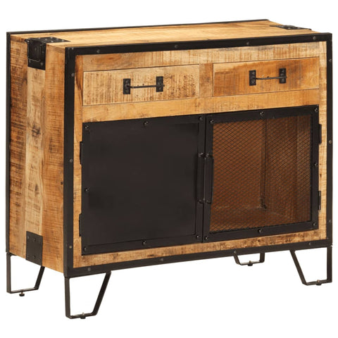 vidaXL Sideboard 80x31x66 cm Solid Rough Wood Mango and Metal