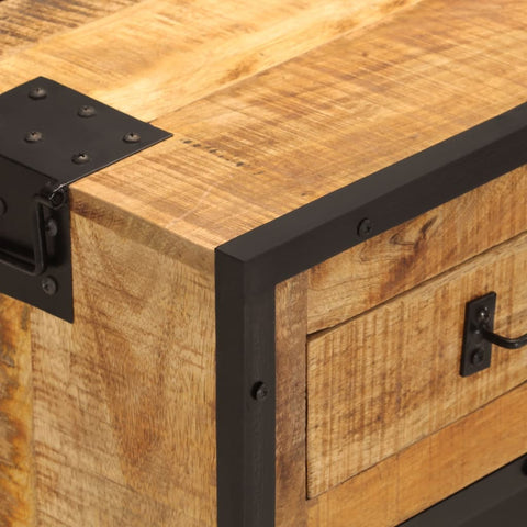 vidaXL Sideboard 80x31x66 cm Solid Rough Wood Mango and Metal