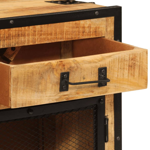 vidaXL Sideboard 80x31x66 cm Solid Rough Wood Mango and Metal