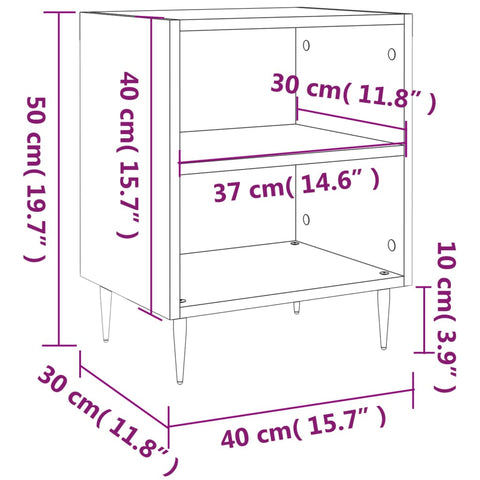 vidaXL Bedside Cabinets 2 pcs Smoked Oak 40x30x50 cm Engineered Wood