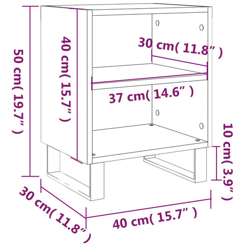 vidaXL Bedside Cabinet White 40x30x50 cm Engineered Wood