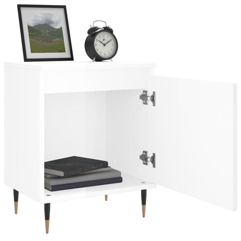vidaXL Bedside Cabinet High Gloss White 40x30x50 cm Engineered Wood