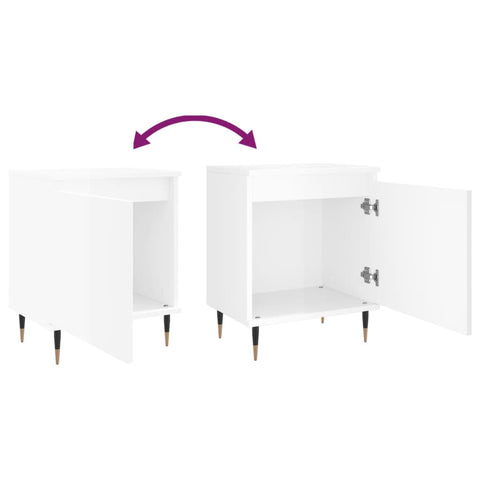 vidaXL Bedside Cabinet High Gloss White 40x30x50 cm Engineered Wood
