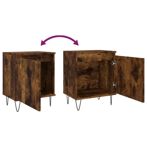 vidaXL Bedside Cabinet Smoked Oak 40x30x50 cm Engineered Wood