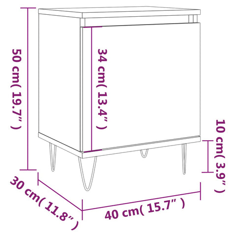 vidaXL Bedside Cabinet Brown Oak 40x30x50 cm Engineered Wood