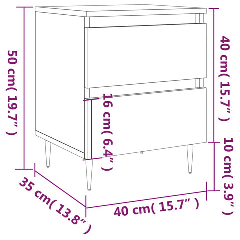 vidaXL Bedside Cabinet Concrete Grey 40x35x50 cm Engineered Wood