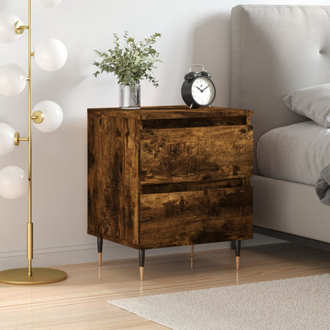 vidaXL Bedside Cabinet Smoked Oak 40x35x50 cm Engineered Wood