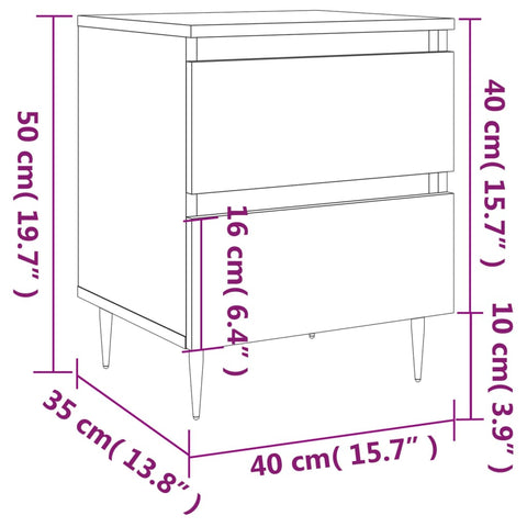 vidaXL Bedside Cabinet Brown Oak 40x35x50 cm Engineered Wood