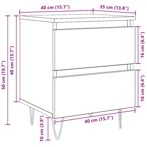 vidaXL Bedside Cabinet Sonoma Oak 40x35x50 cm Engineered Wood