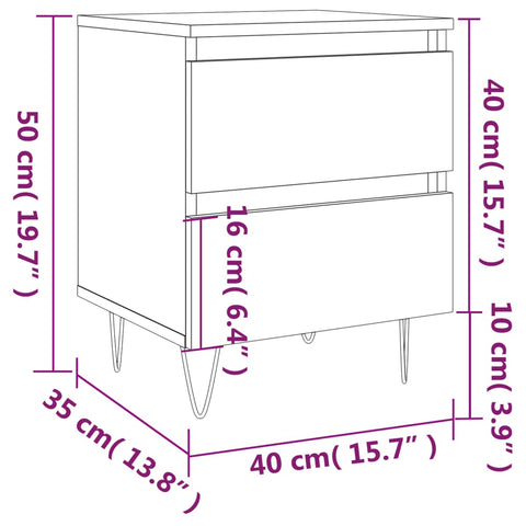 vidaXL Bedside Cabinets 2 pcs Smoked Oak 40x35x50 cm Engineered Wood