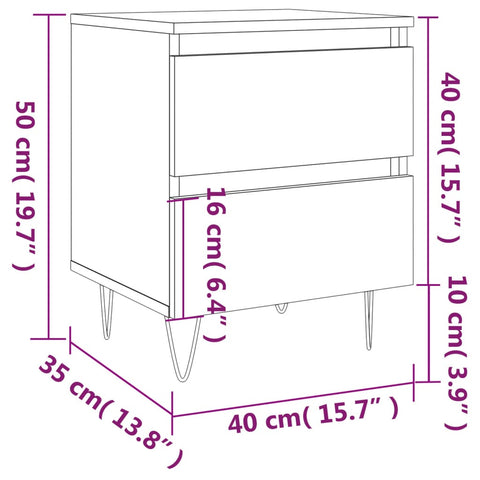 vidaXL Bedside Cabinet Grey Sonoma 40x35x50 cm Engineered Wood