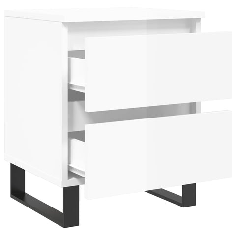vidaXL Bedside Cabinets 2 pcs High Gloss White 40x35x50 cm Engineered Wood