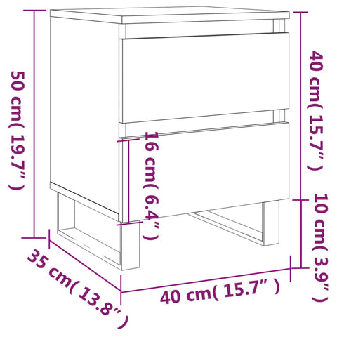 vidaXL Bedside Cabinet Sonoma Oak 40x35x50 cm Engineered Wood