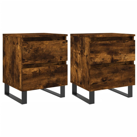 vidaXL Bedside Cabinets 2 pcs Smoked Oak 40x35x50 cm Engineered Wood
