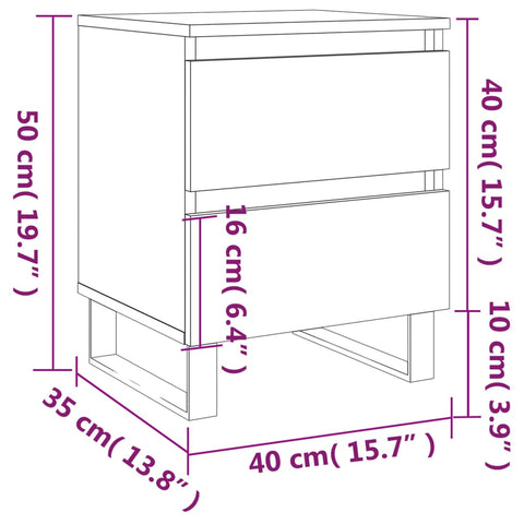 vidaXL Bedside Cabinets 2 pcs Smoked Oak 40x35x50 cm Engineered Wood