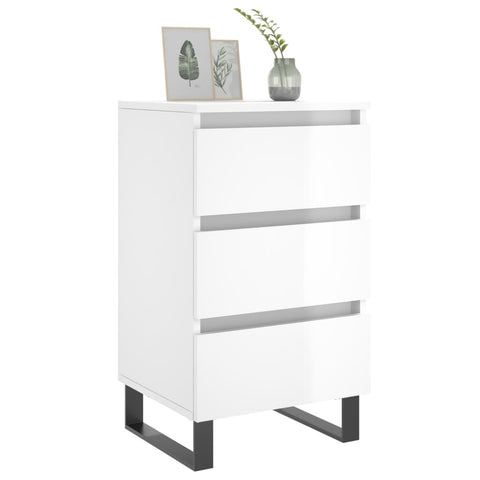 vidaXL Bedside Cabinets 2 pcs High Gloss White 40x35x69 cm Engineered Wood