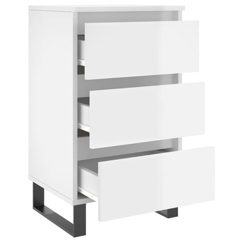 vidaXL Bedside Cabinets 2 pcs High Gloss White 40x35x69 cm Engineered Wood