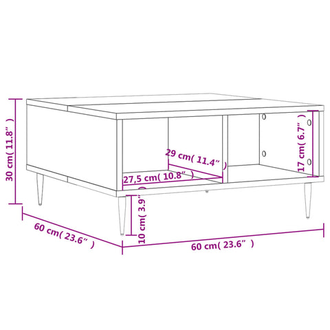 vidaXL Coffee Table Concrete Grey 60x60x30 cm Engineered Wood